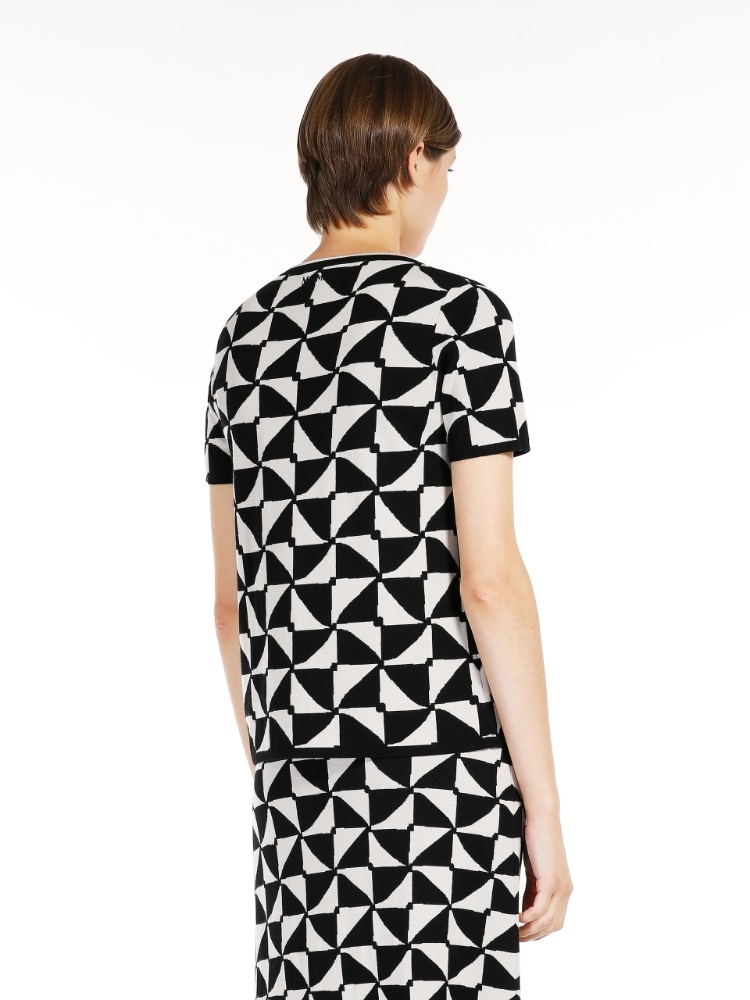 Max Mara Jacquard Wool T-shirt In Black