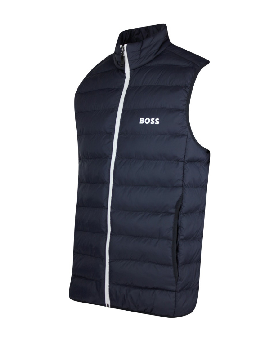 Shop Hugo Boss Logo-print Padded Gilet In Black