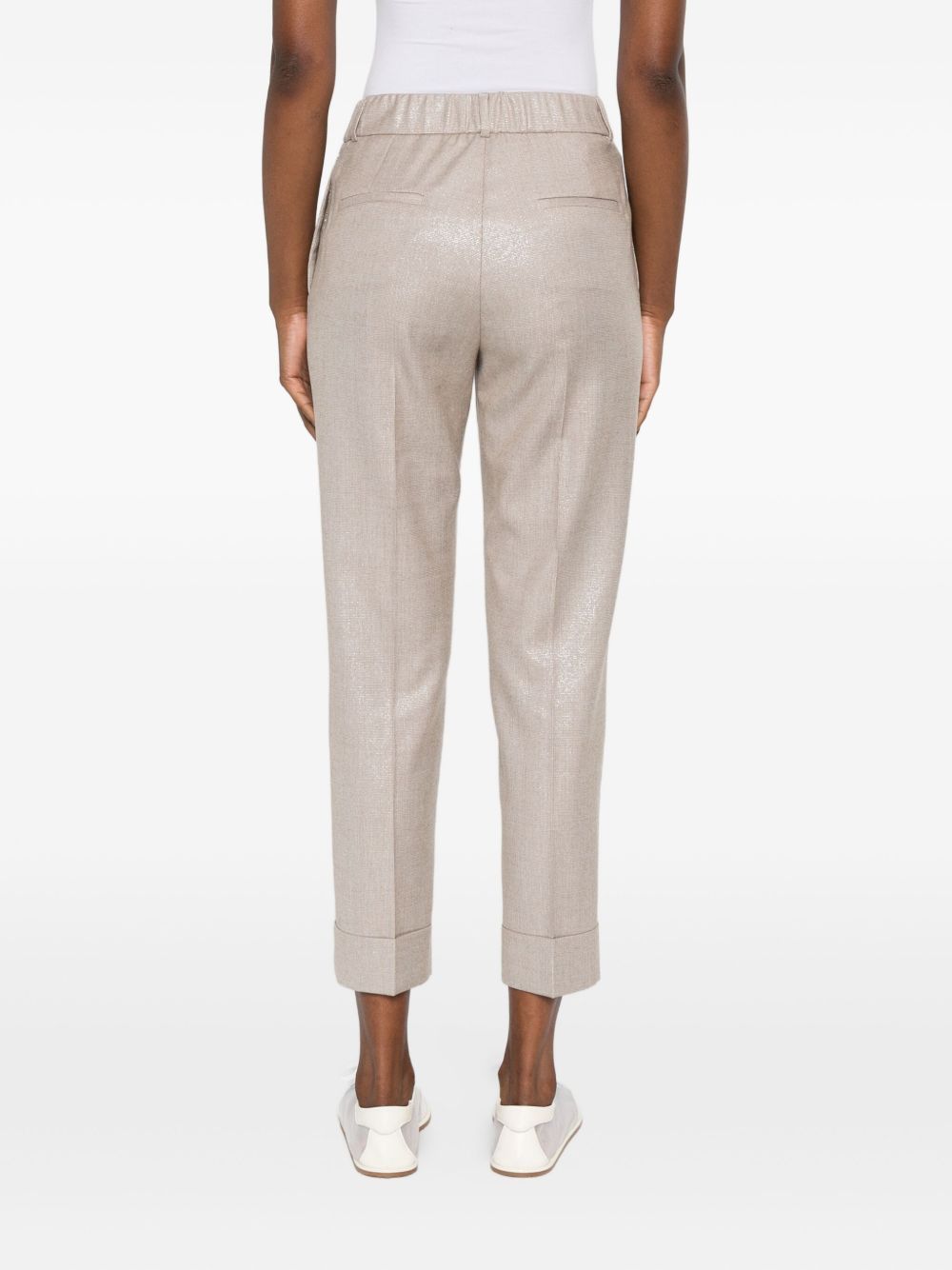 Peserico Tailored Beige Trousers With Cuffed Hems In Brown