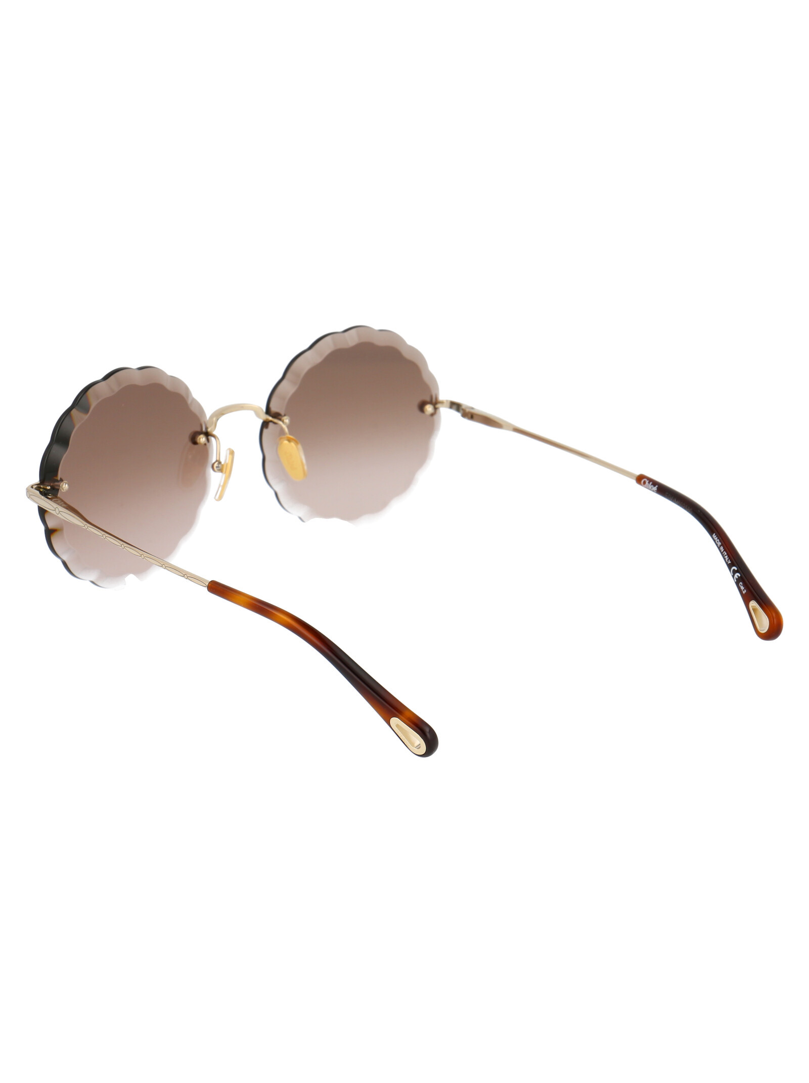Chloé Eyewear Round Scalloped Frame Sunglasses In Nude