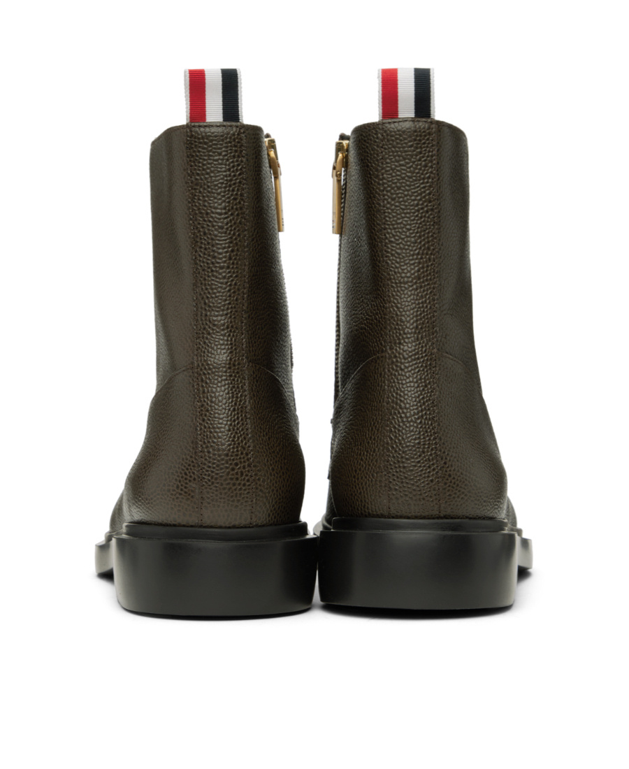 Thom Browne Round Head Spliced Boots In Black