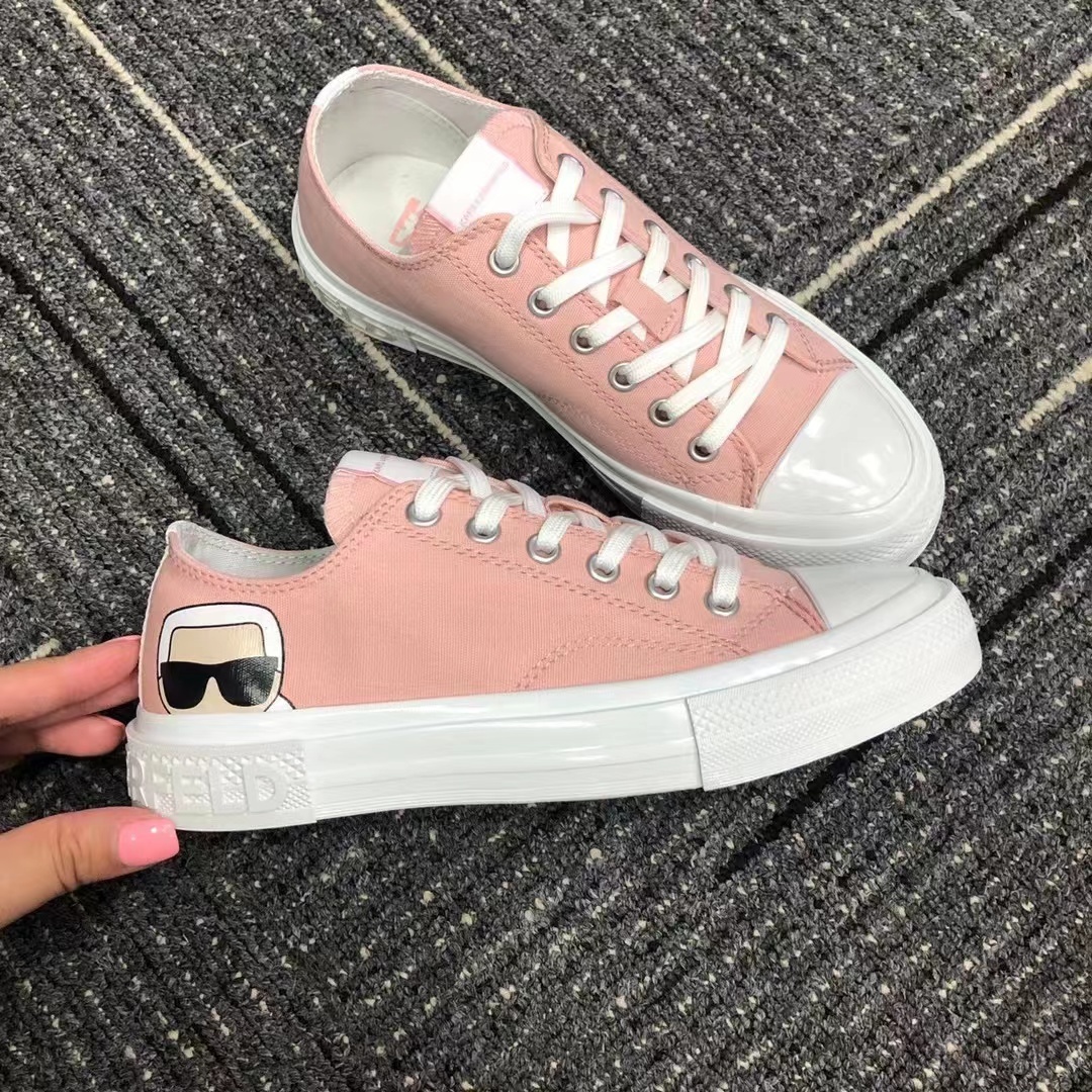 Shop Karl Lagerfeld Logo Printing With Low-top Casual Sneakers In White