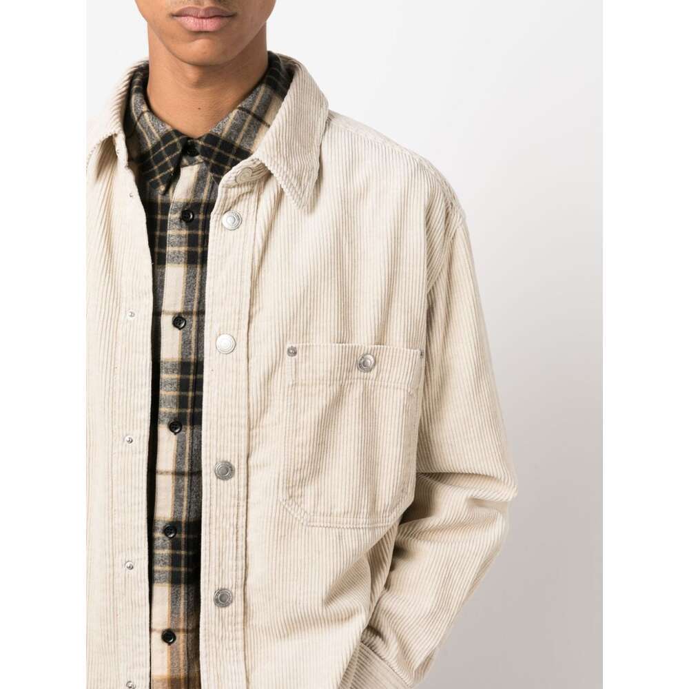 Isabel Marant Nario Cotton Corduroy Button-up Overshirt In White