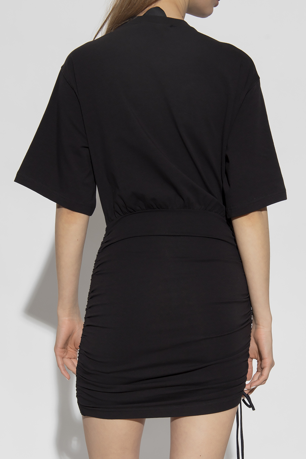 Versace Jeans Roses Logo-print T-shirt Dress In Black