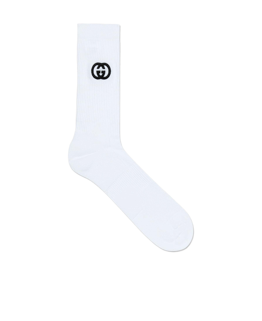 Gucci Interlocking-g Cotton Ankle Socks In White