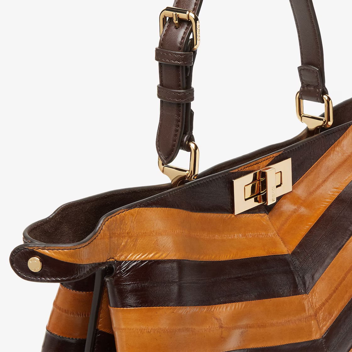 Fendi Peekaboo Soft Large Two-tone Inlaid Hagfish Leather Bag