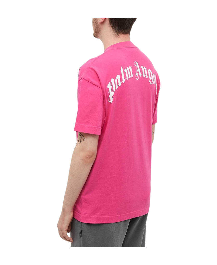 Palm Angels Man T-shirt Fuchsia Size M Cotton In Pink
