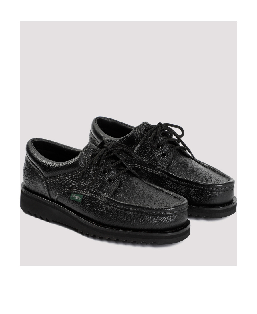Paraboot Thiers Patent Leather Boat Shoes In Black