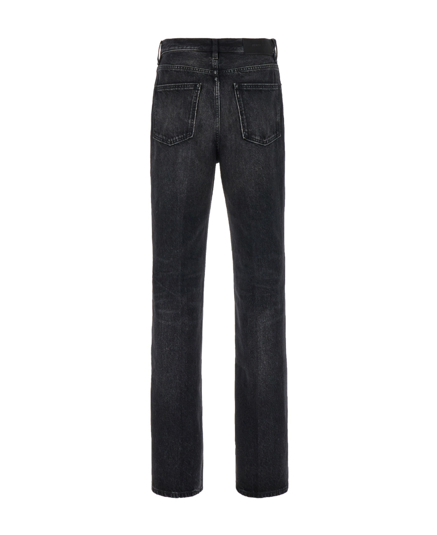 Ferragamo Denim Jeans Waist Loops Pockets Stonewashed Cotton In Black