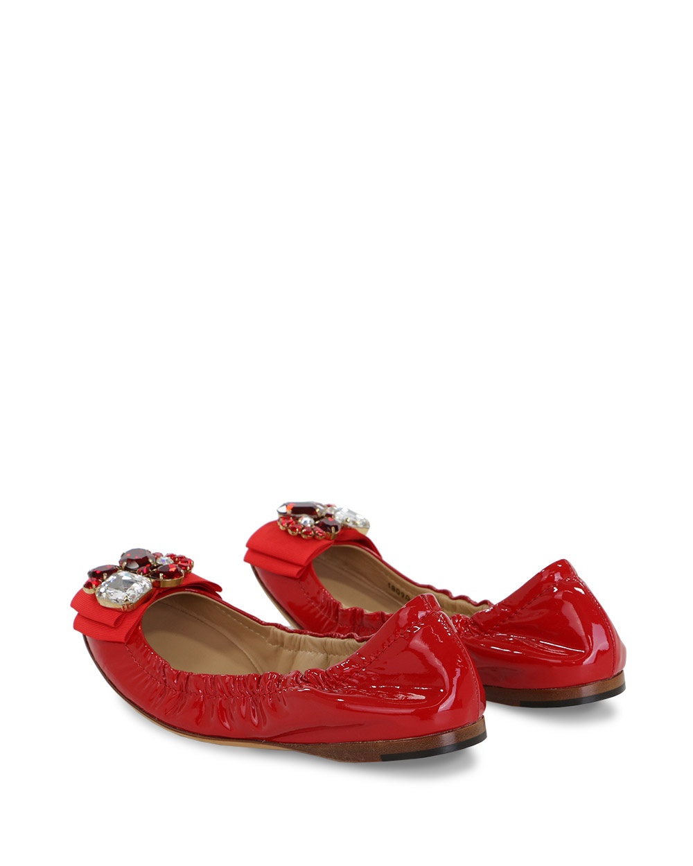 Dolce & Gabbana Crystal Ballet Shoes In Red