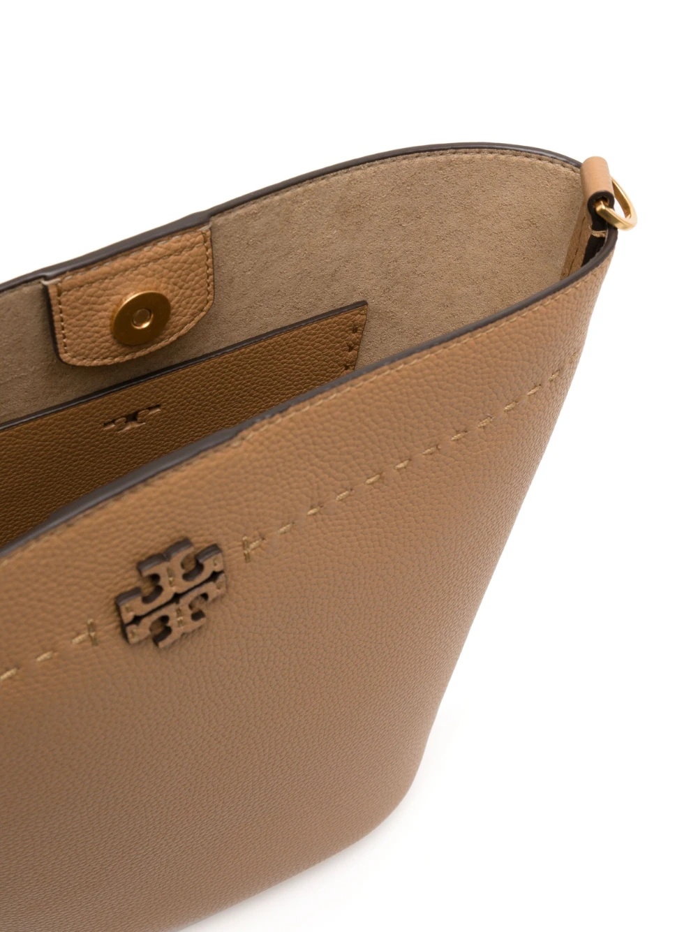 TORY BURCH LOGO-PLAQUE LEATHER BUCKET BAG