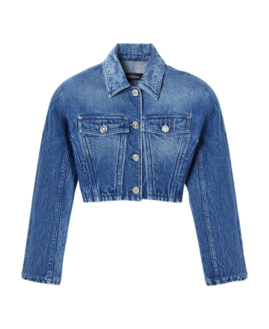 Versace Button-up Denim Jacket In Blue