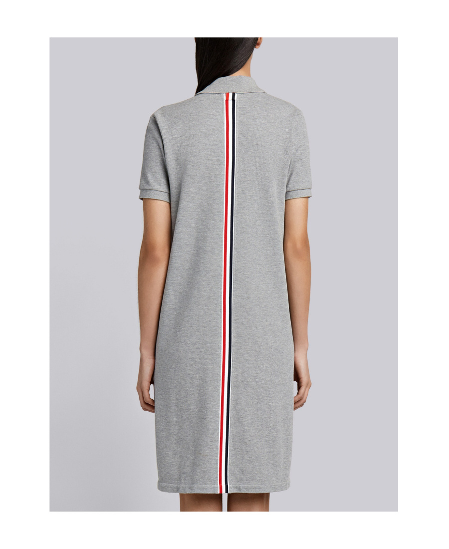 Thom Browne Striped Cotton Pique Polo Dress In Gray
