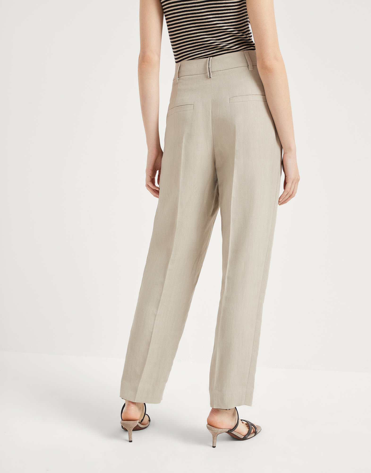 Brunello Cucinelli Twill Slouchy Trousers In Nude