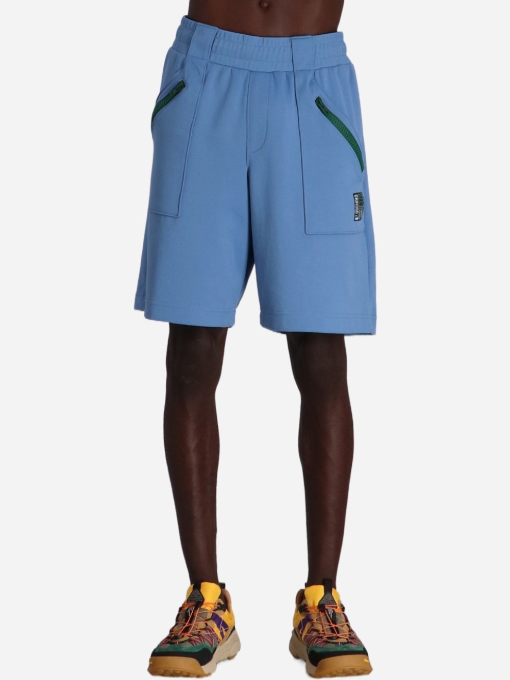Moschino Logo-embroidered Track Shorts In Blue