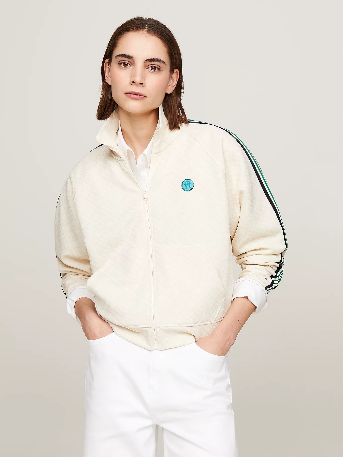 Tommy Hilfiger Long-sleeved Casual Jacket In White