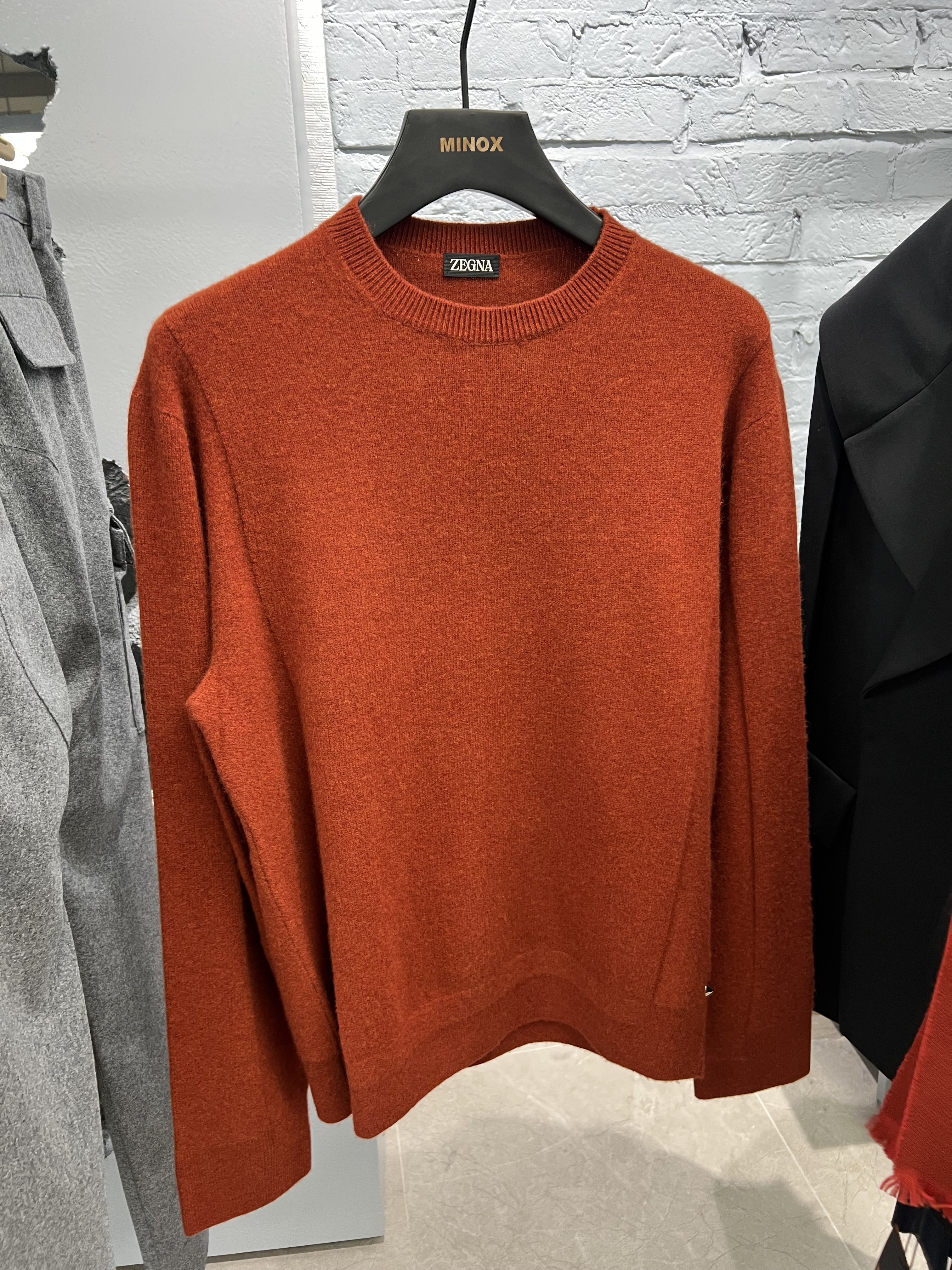 Zegna Crew-neck Wool-blend Jumper In Brown