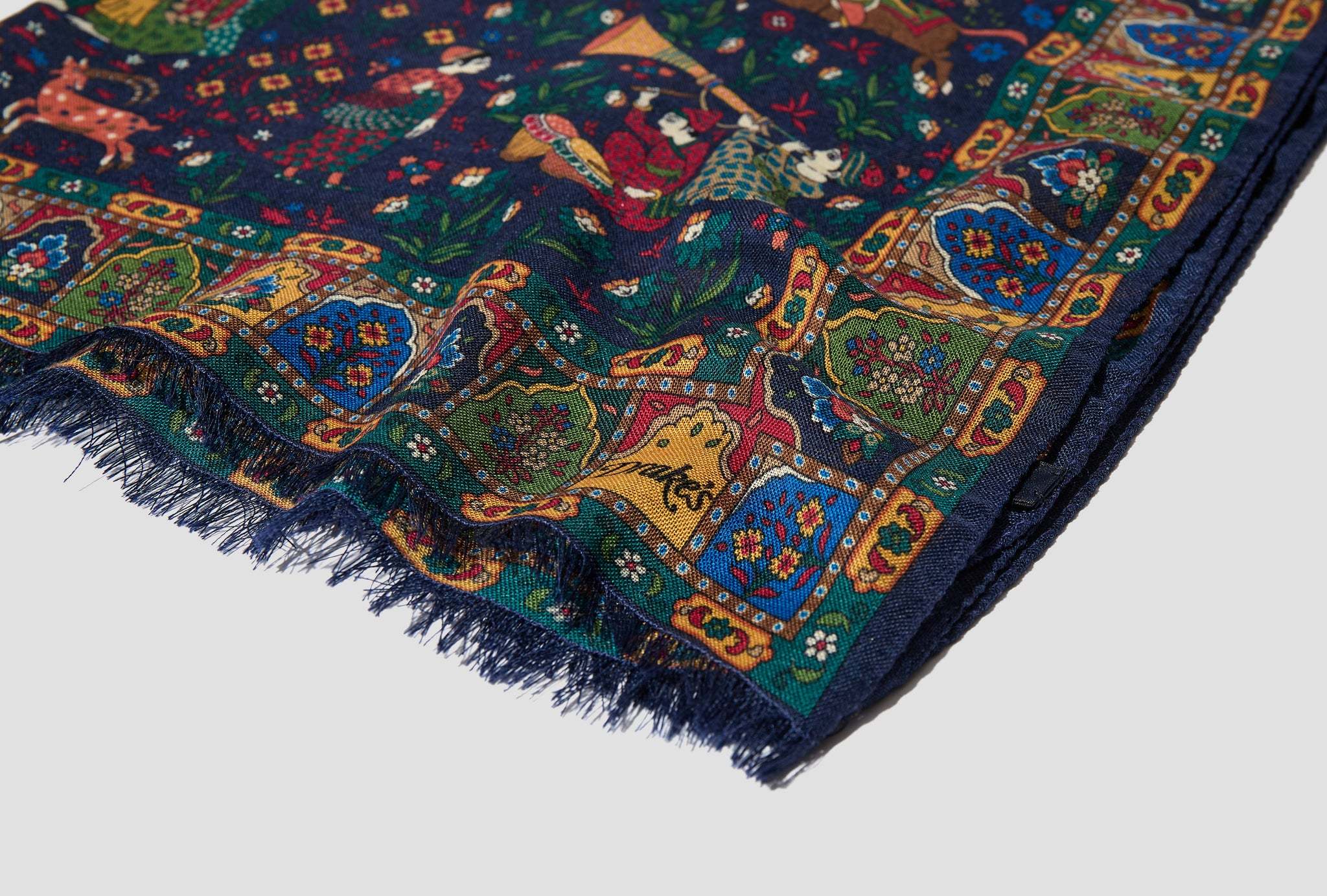 Drake's London Fringed Scarf In Multicolor