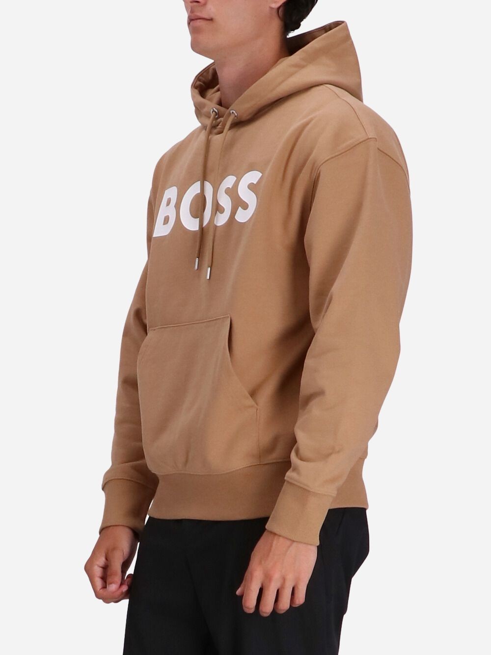 Shop Hugo Boss Logo-print Cotton Hoodie In Pink