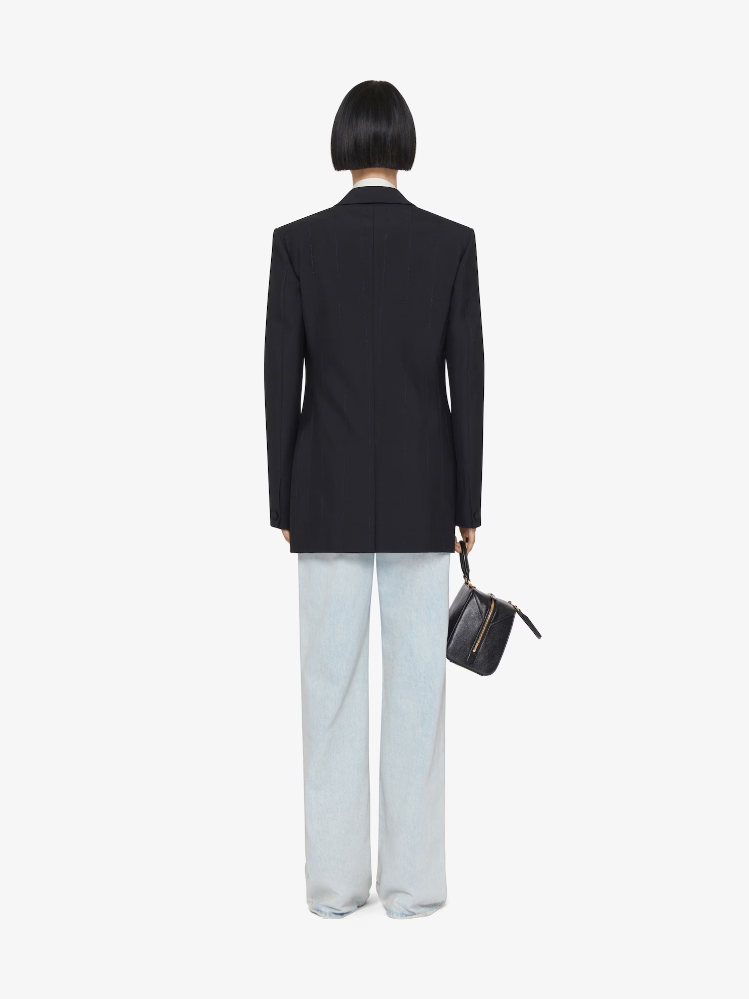 Givenchy Metallic Pinstripe One-button Blazer In Black