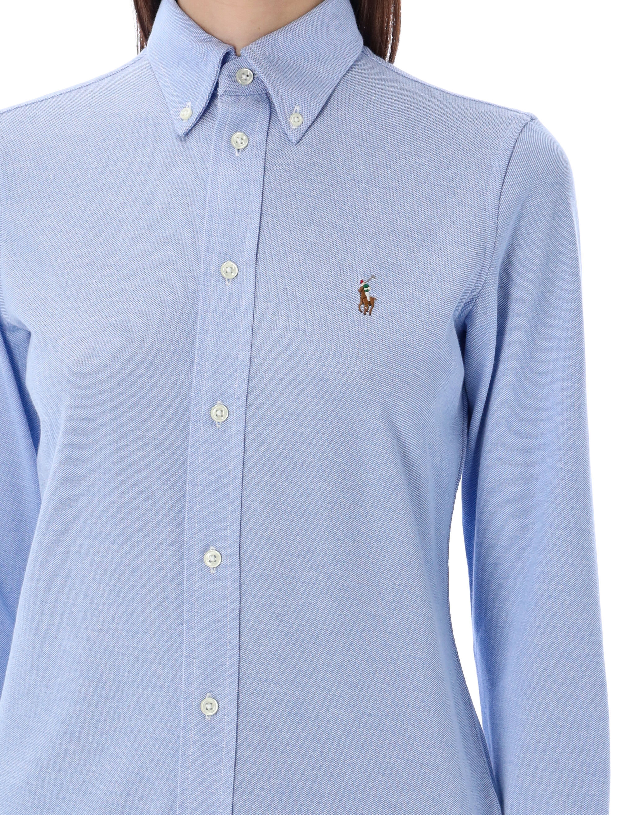 Polo Ralph Lauren Button-down Oxford Blue Shirt In Blue