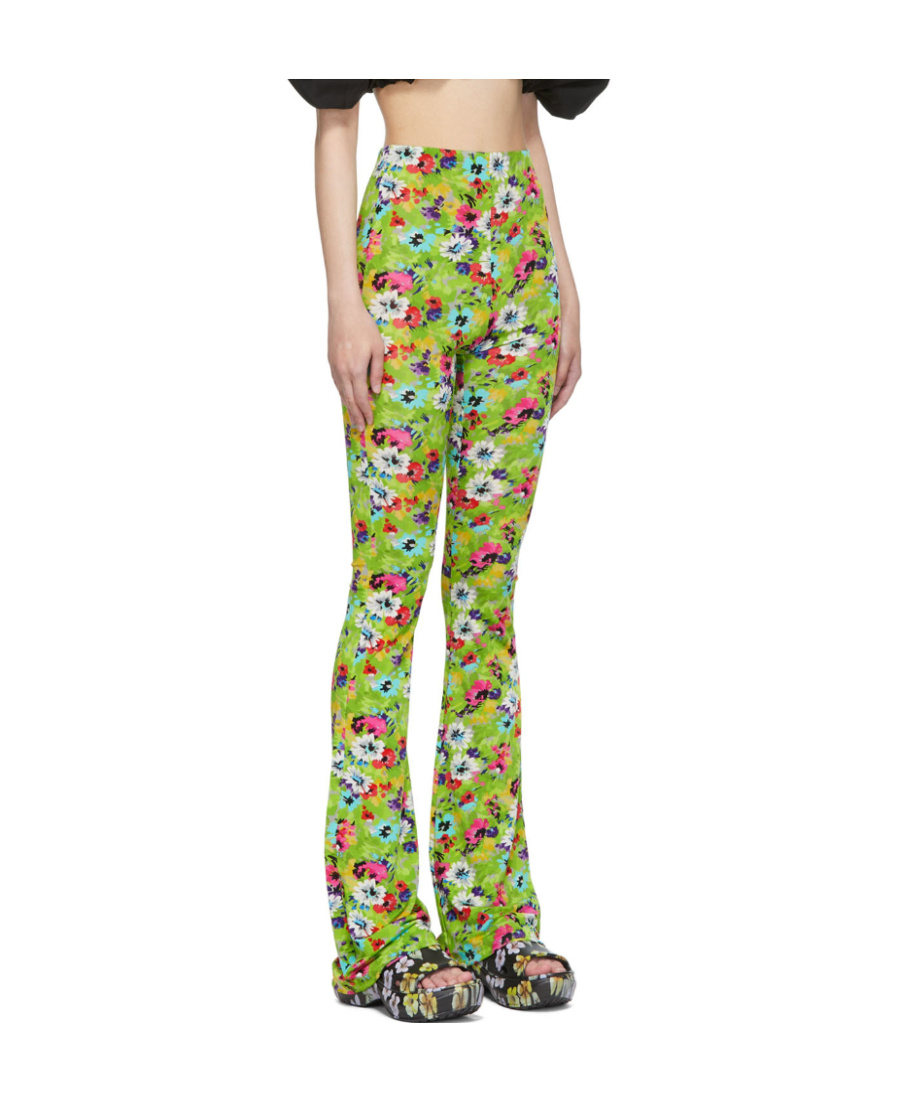 Msgm Floral Pattern Palazzo Trousers In Green