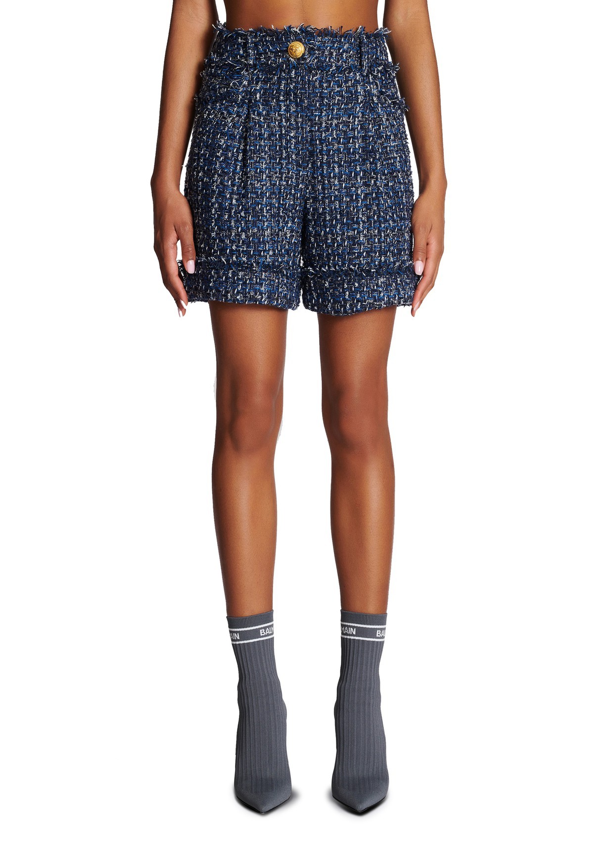 BALMAIN TWEED HIGH-RISE SHORTS