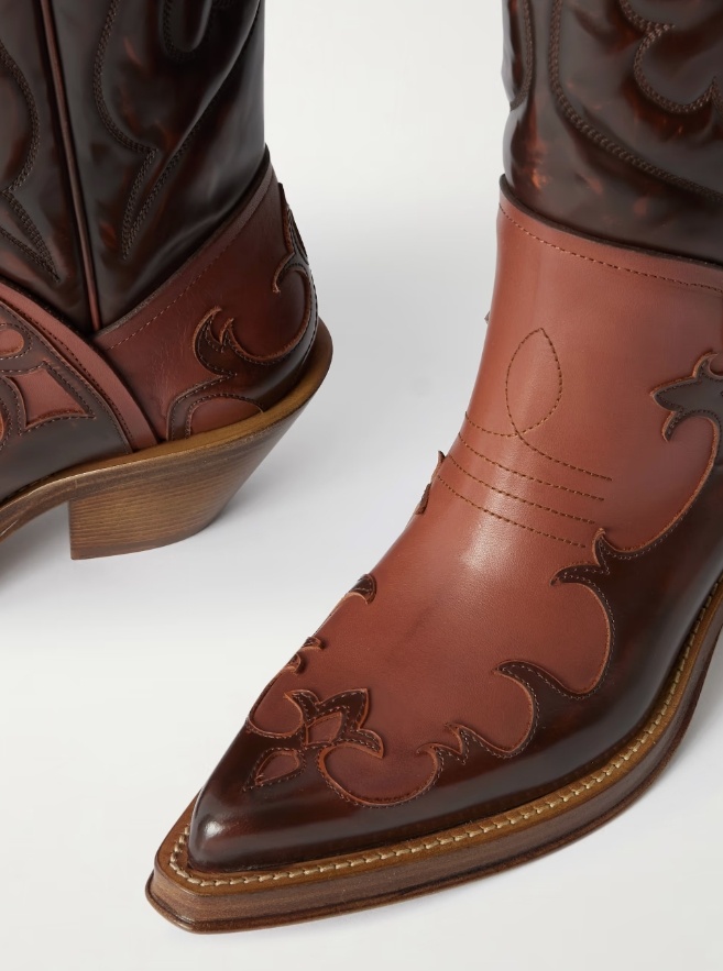 Gabriela Hearst Capitana Glossed-leather Cowboy Boots In Brown