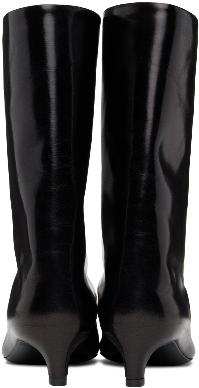 Jil Sander Black Leather Ankle Boots In Black