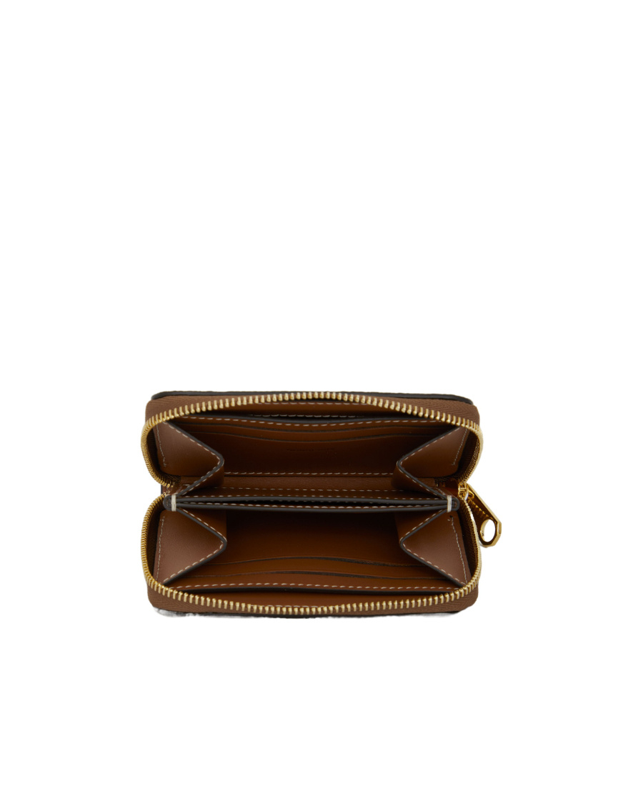 Burberry Structured Check Pattern Wallet With Zip Closure In Nude