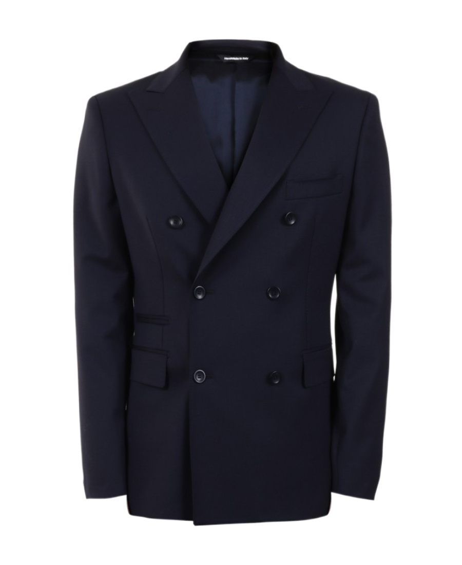 Tonello Wool Double-breasted Suit Jacket In Black