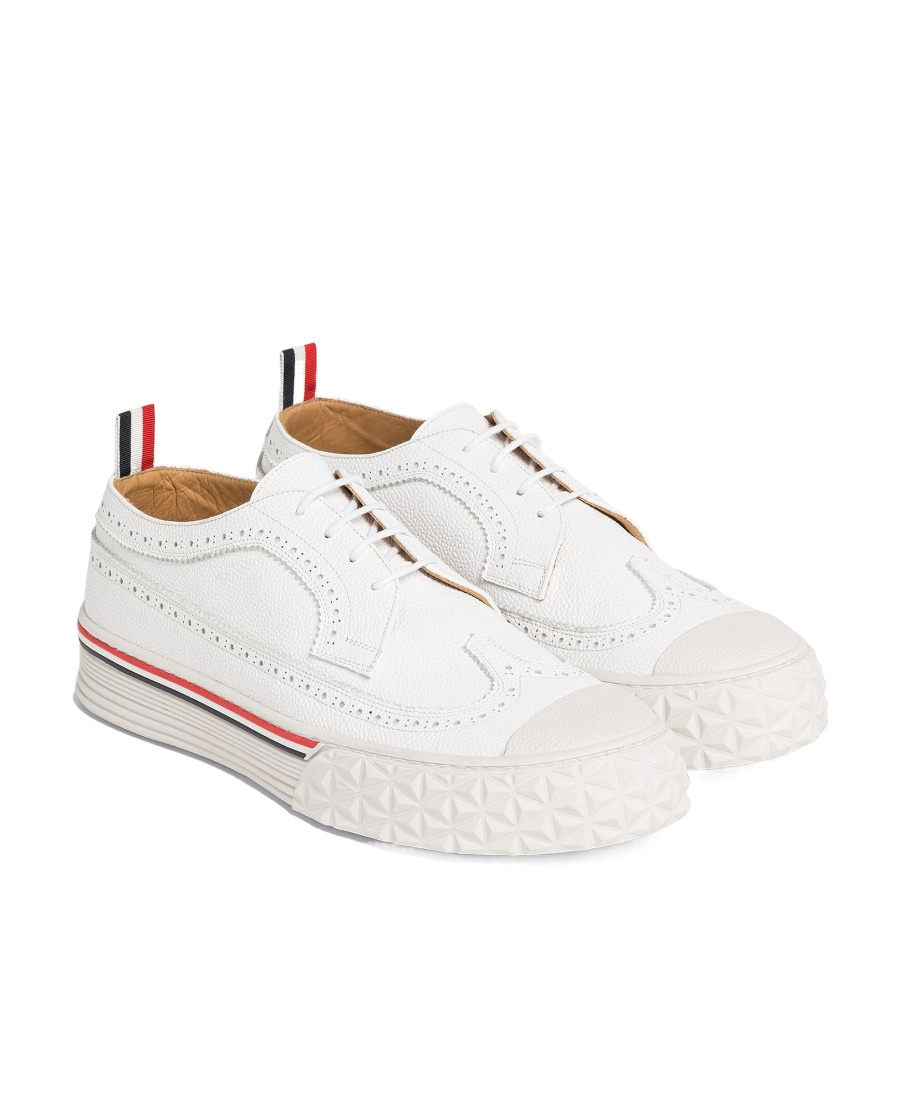 Thom Browne Tonal Brogue Sneakers In White