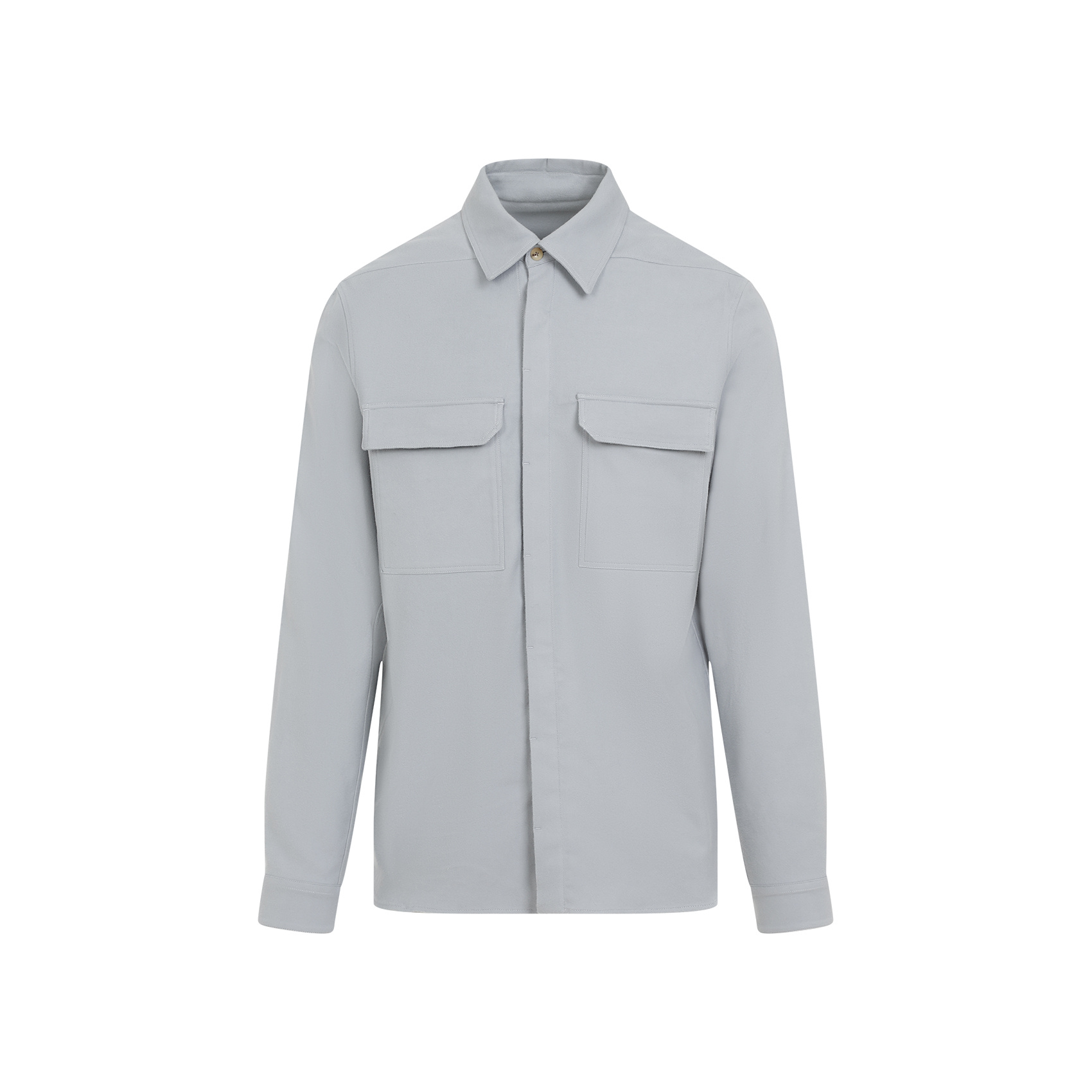 Rick Owens Work Shirt With Double Stitching And Flap Pockets In Gray