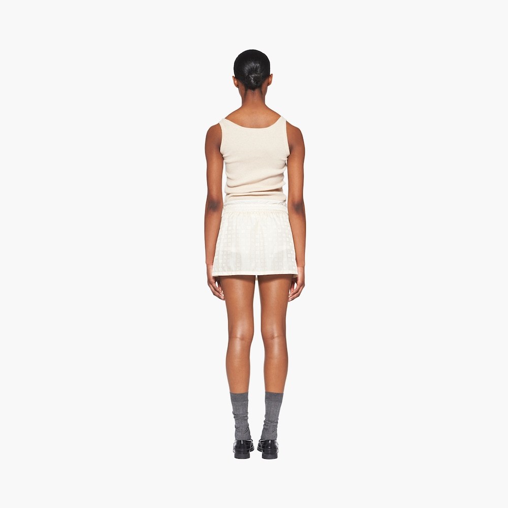 Miu Miu Nylon Miniskirt In Nude