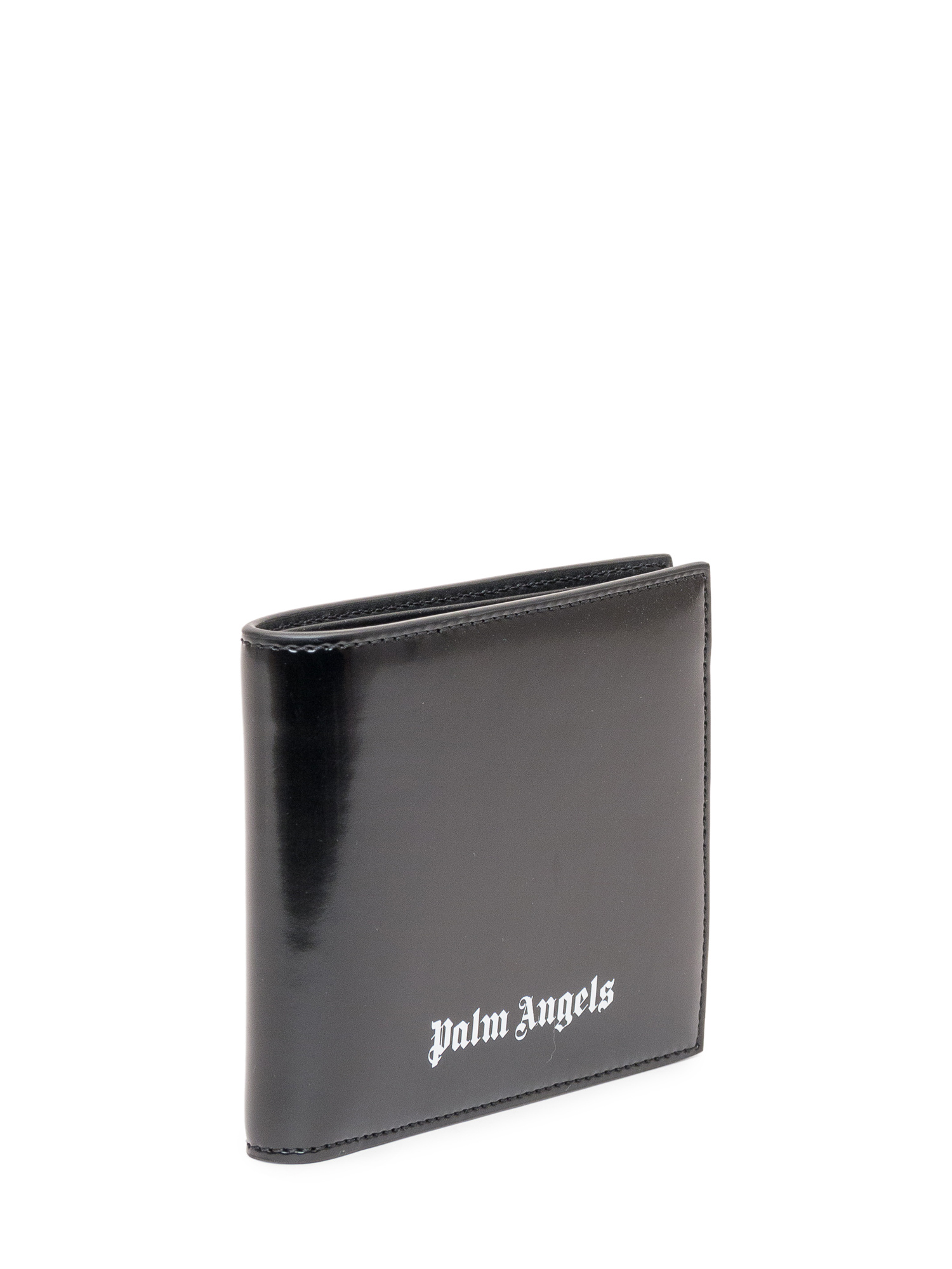 Palm Angels Logo Printed Half-fold Wallet In Gray