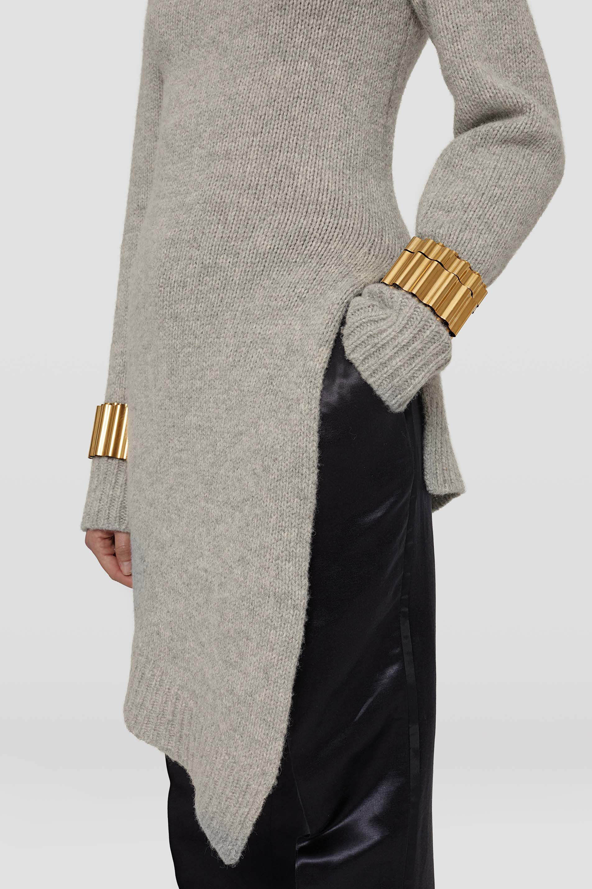 Jil Sander Asymmetric Roll-neck Jumper In Gray