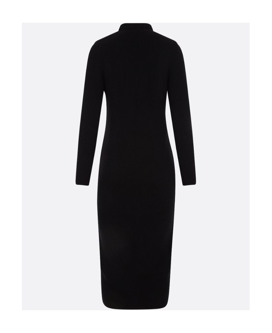 Sacai Zip-up Wool Midi Dress In Black