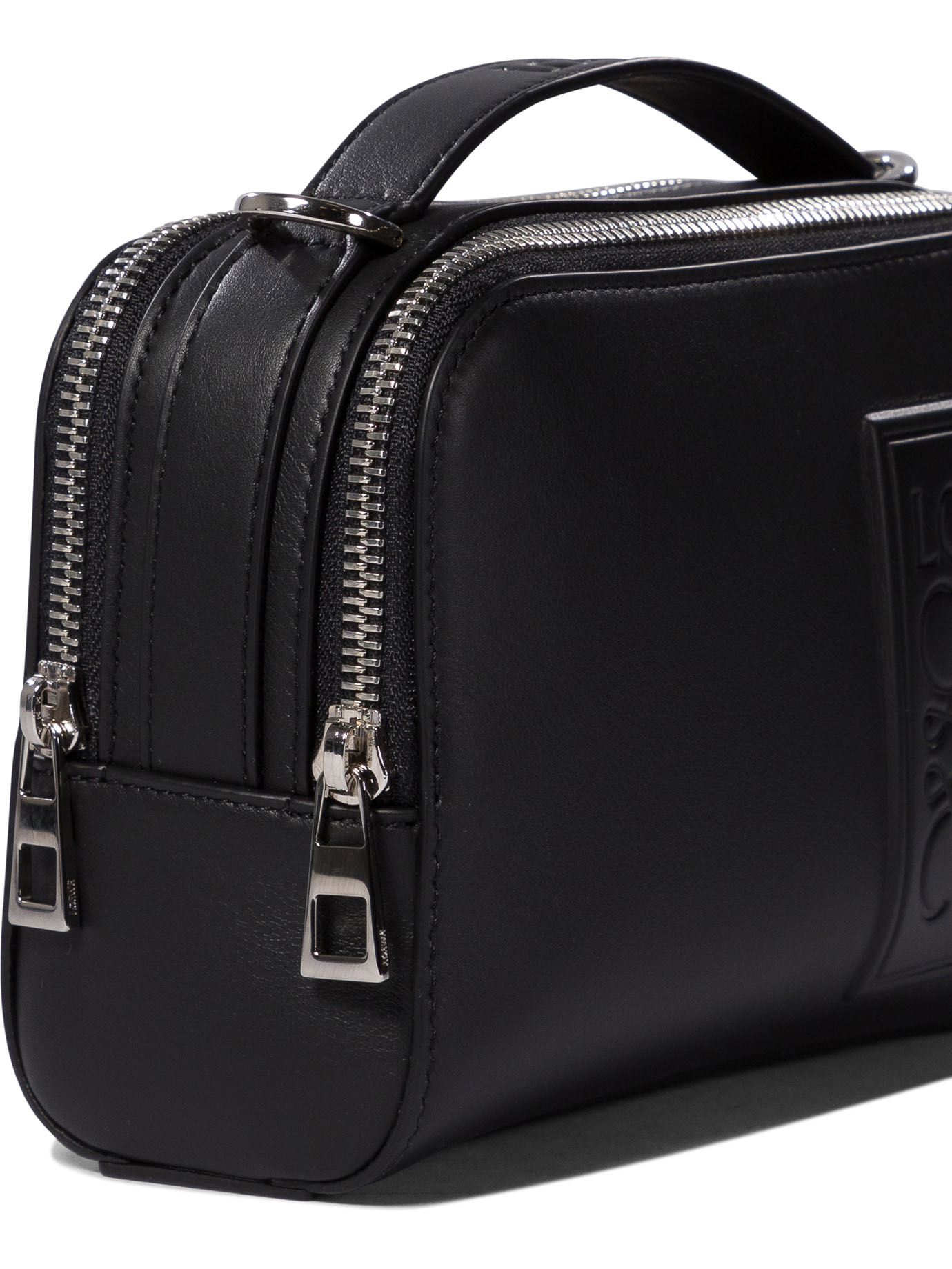 Loewe Mini Puzzle Leather Shoulder Bag In Black