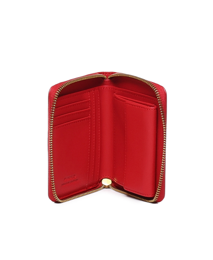 Shop Pinko Logo Plaque Zip Around Wallet In Red