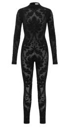 Dior Devore Brocade Mesh Jumpsuit In Black