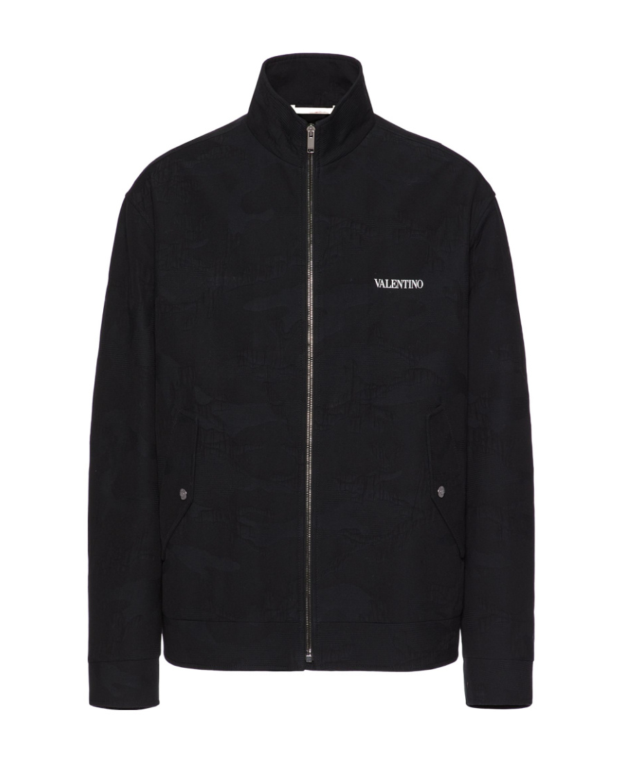 Valentino Tonal Camouflage-print Jacket In Black