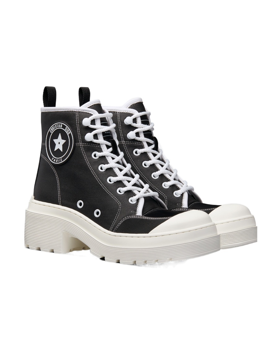 Dior D-riselogo Logo Lace-up Boots In Black