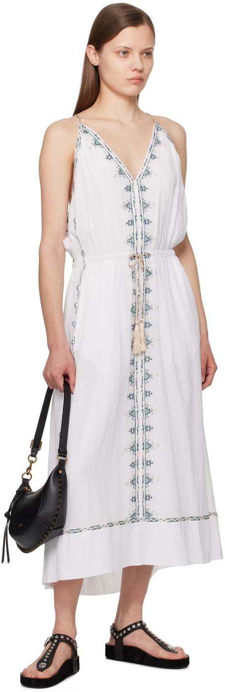 Isabel Marant Étoile Embroidered V-neck Dress In White