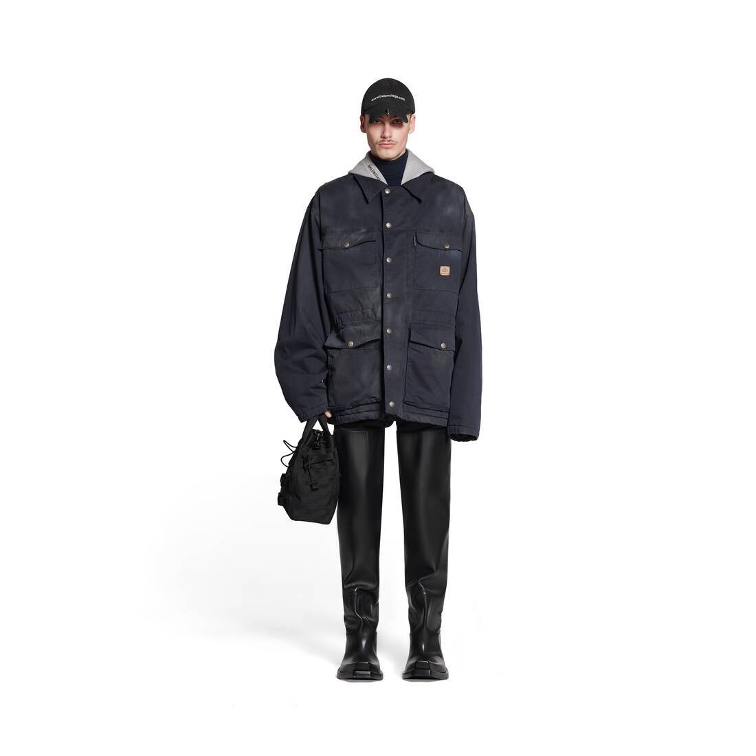Balenciaga Logo-patch Classic-hood Parka In Black