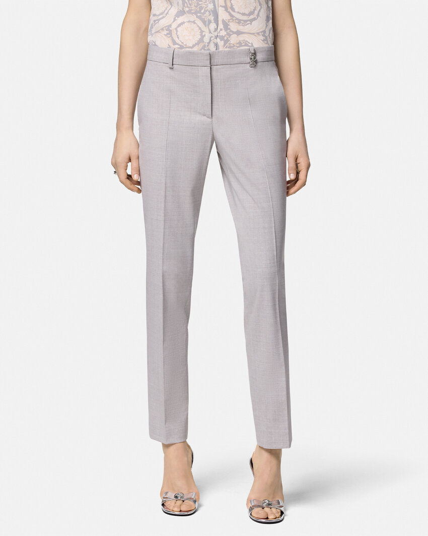 Versace Tailored Low-rise Trousers In Gray