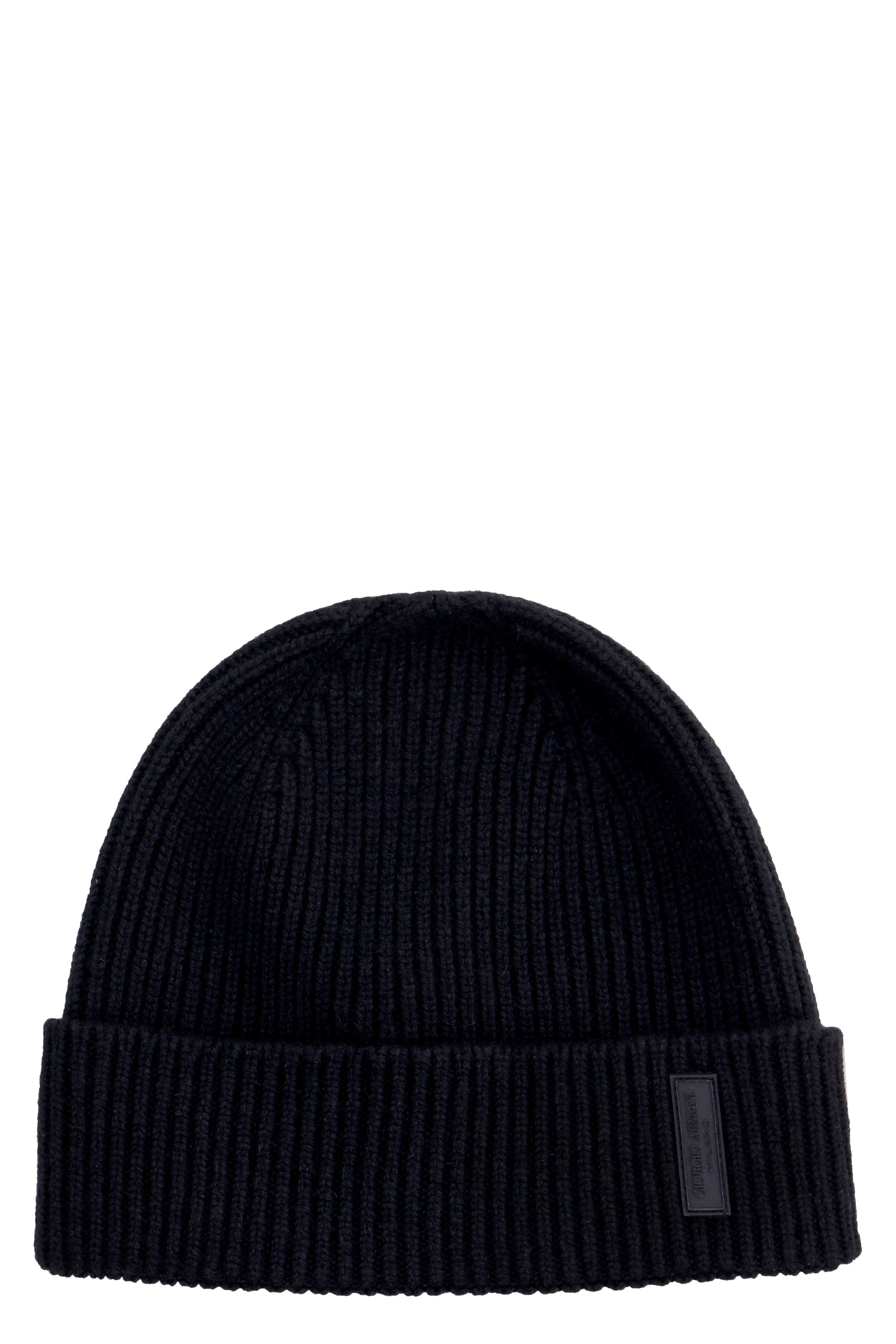 Giorgio Armani Logo-patch Cashmere-knit Beanie In Black
