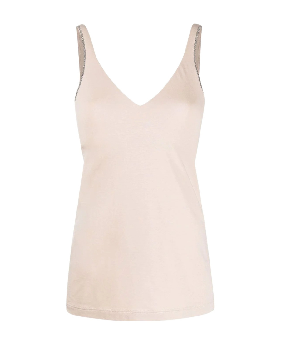 Brunello Cucinelli Stretch-cotton Tank Top In Nude