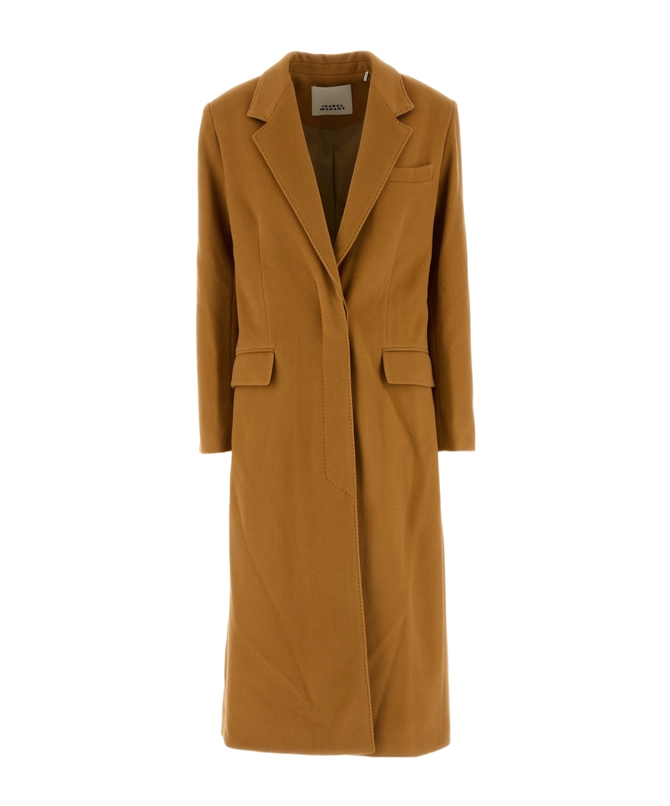 Isabel Marant Wool Blend Ellenita Coat With Back Vent In Brown