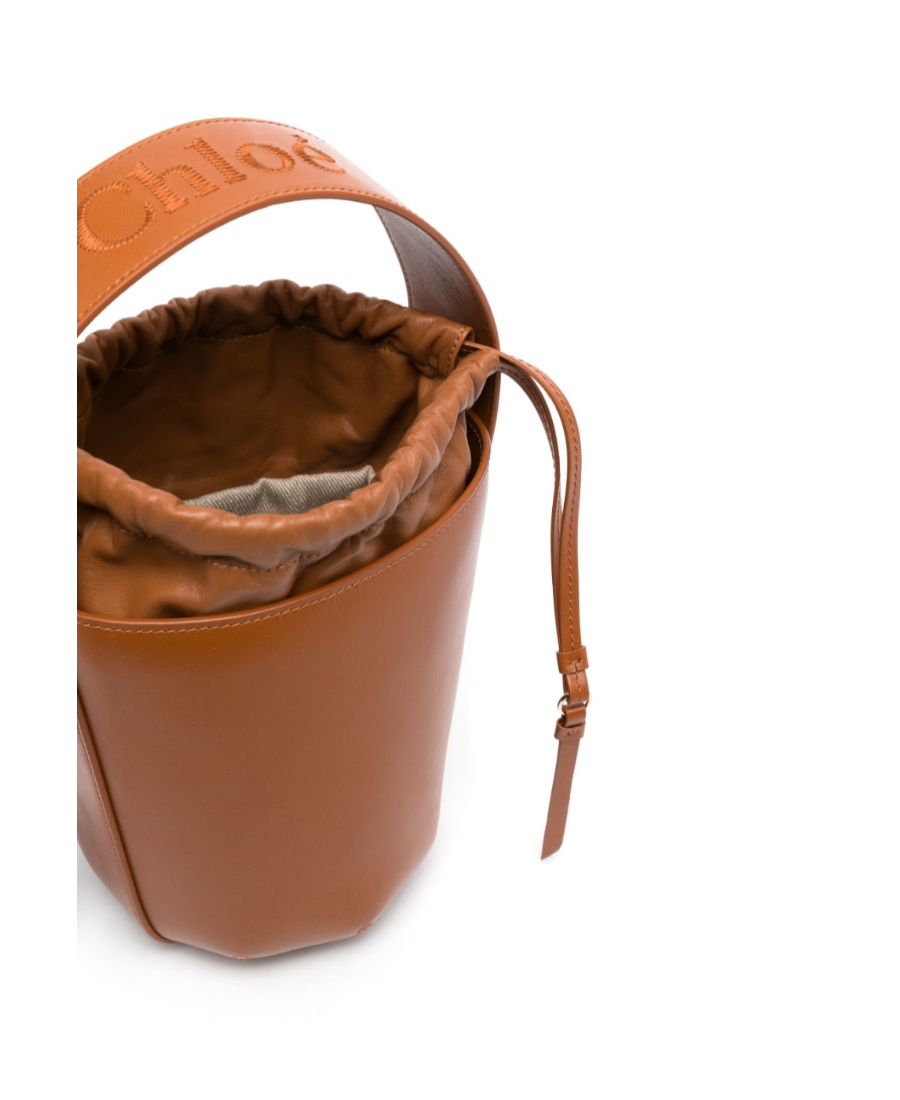 Shop Chloé Sense Leather Bucket Bag In Brown