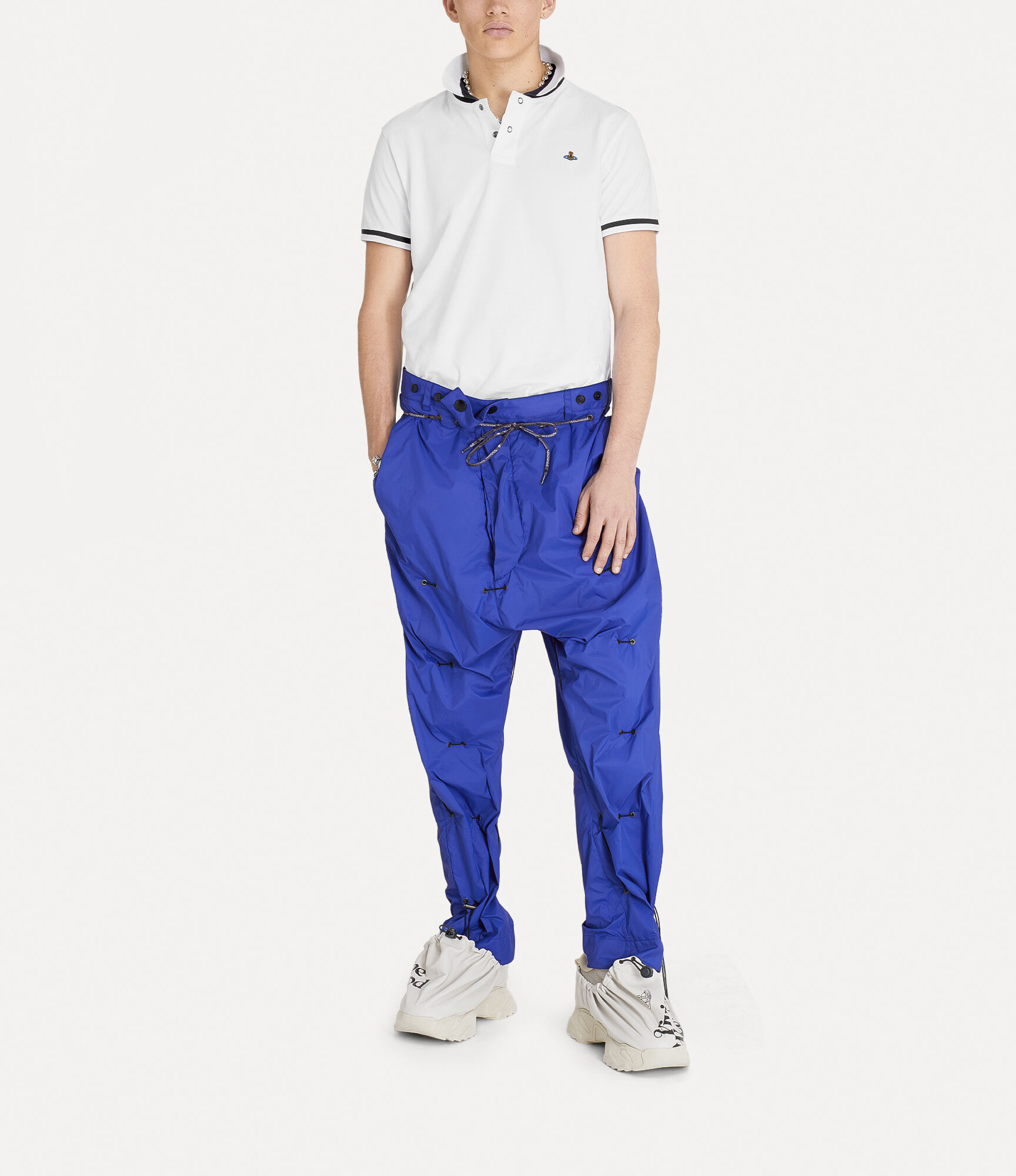Vivienne Westwood Striped Tipping Polo Shirt With Short Sleeves In White